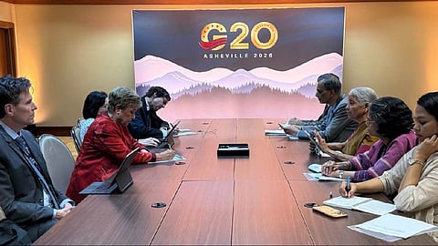 Union Finance Minister Nirmala Sitharaman is meeting with IMF chief Kristalina Georgieva.