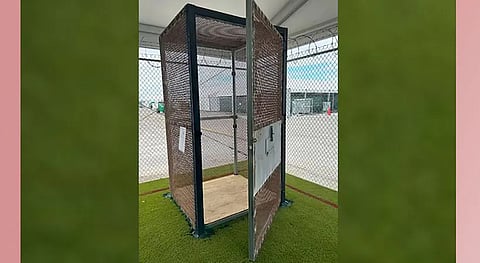 Prisoners in the US are locked in cramped metal cages