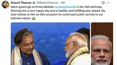 Grammar mistake in Shashi Tharoos's birthday with to PM Modi