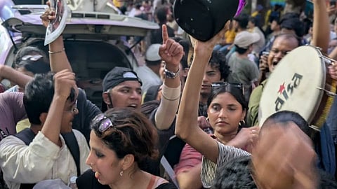Protest demanding Gnanesh Kumar's resignation