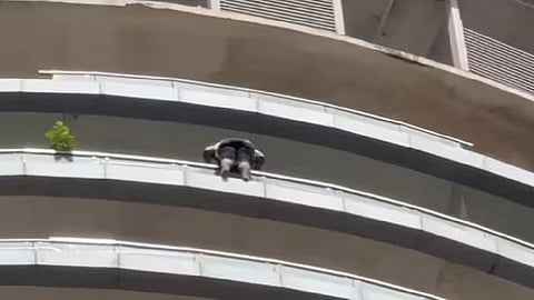 Footage of the jump from the building.