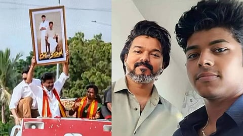 CM Vijay Holds Up Son Jason Sanjay's frame