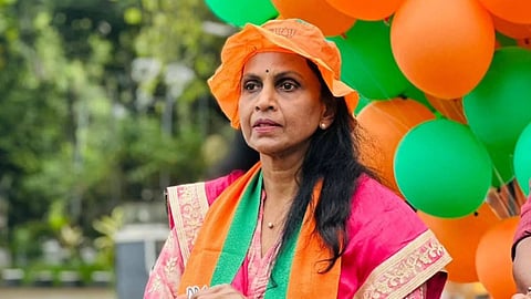 R. Sreelekha prepares to explain her resignation announcement