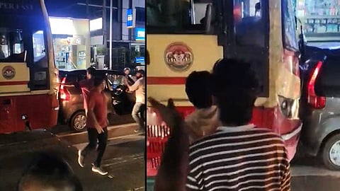 ksrtc driver rams car after heated dispute over overtaking