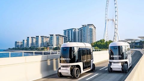 Trial runs of autonomous electric vehicles have begun at Bluewaters in Dubai.