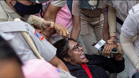 Complaint filed with the Human Rights Commission alleging that police and CAPF personnel mistreated women during the protest at Jantar Mantar.