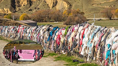 fence made of women's underwear; 'Bradrona' attracts tourists