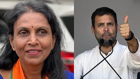 bjp leader r. sreelekha criticize rahul gandhi and delhi protest