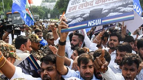 Protest led by the NSUI (File photo)