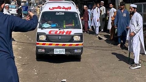 An ambulance heading to the hospital with the injured