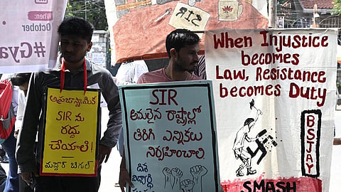 protest against sir in hyderabad