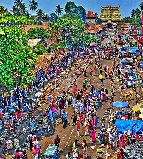 During the famous offering held as part of the festival in Attukal Devi Temple, devotees prepare offering in 10 km radius of the temple.
- KB Jayachandran