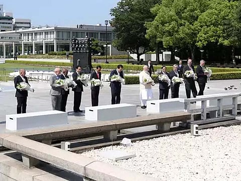 PM Modi pays floral tributes at Hiroshima Peace Memorial Park