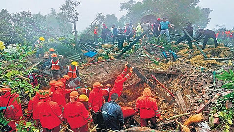 The landslide-affected Irshalwadi village in Maharashtra's Raigad district