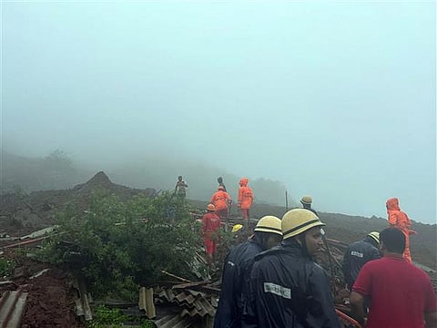 Five persons died after a massive landslide at a village in Maharashtra's Raigad district