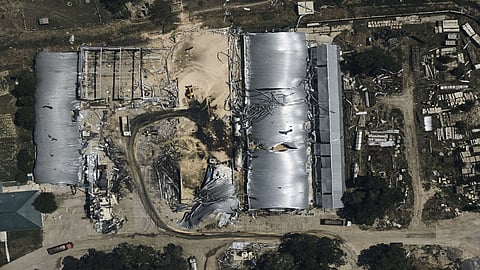 Ukraine's farm storage area, after Russian attack