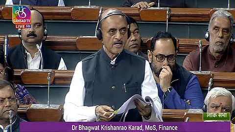 Minister of State for Finance Bhagwat Karad in Lok Sabha.