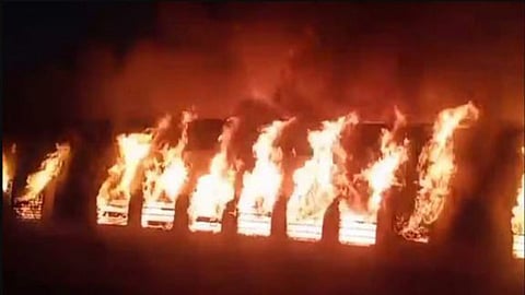 A fire that broke out inside a stationary train compartment in Madurai railway station