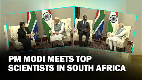 PM Narendra Modi is interacting with prominent scientists of South Africa