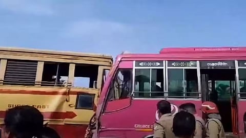 KSRTC bus collided with a private bus near Vatakara, North Kerala