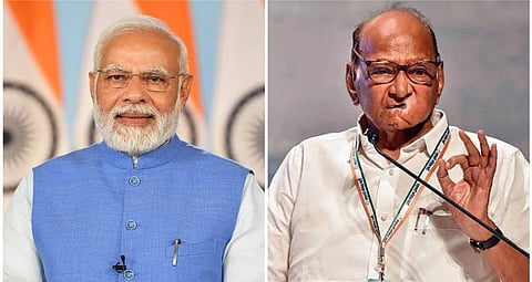 Prime Minister Narendra Modi on Tuesday shared stage with NCP chief Sharad Pawar at the Lokmanya Tilak National Award ceremony in Pune.