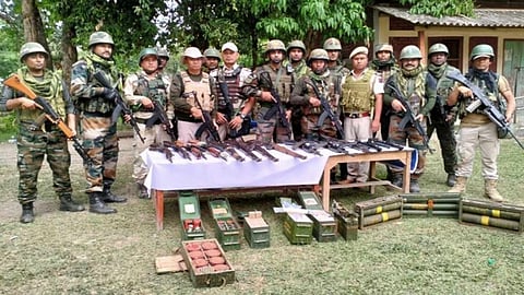 Arms seized from Imphal East and Churachandpur districts of Manipur