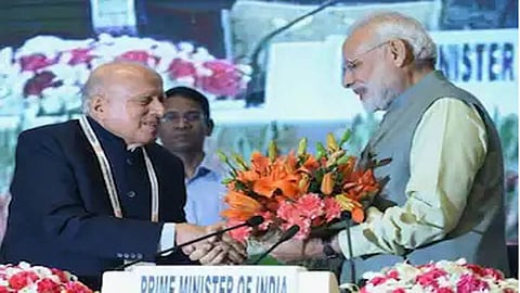 M S Swaminathan and Prime Minister Narendra Modi