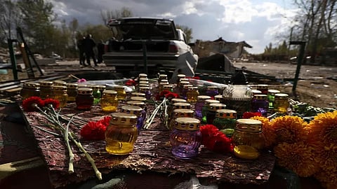 Missile attack on an Ukranian village