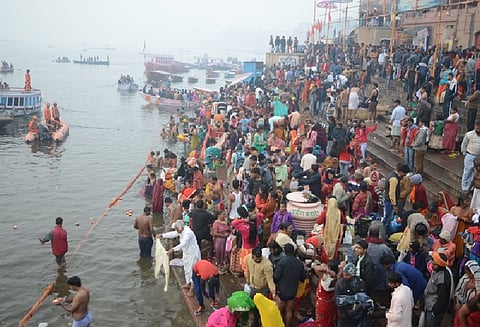 Lakhs of devotees thronged river banks in Varanasi and Ayodhya on Monday to take a dip on the occasion of Kartik Purnima.