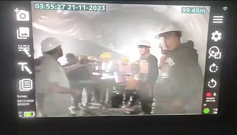 Video of workers trapped inside the tunnel