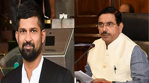 BJP Lok Sabha member Prathap Simha and Parliamentary Affairs Minister Pralhad Joshi (R)