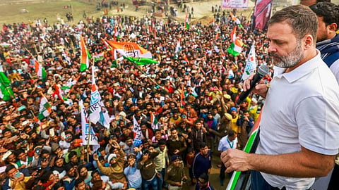 Rahul Gandhi during the 'Bharat Jodo Nyaya Yatra' in Katihar, Bihar