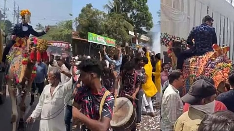 Groom lands in trouble after riding a camel through busy road