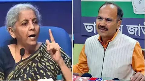 Union Finance Minister Nirmala Sitharaman and Congress leader Adhir Ranjan Chowdhury