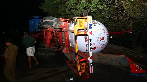 Overturned LPG tanker in Kannur, Kerala