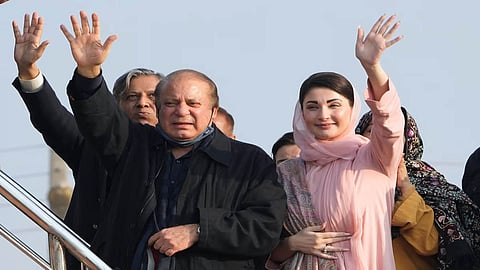 Nawaz Sharif and his daughter Maryam Nawaz