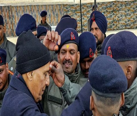 Rajnath Singh celebrates Holi with soldiers in Leh