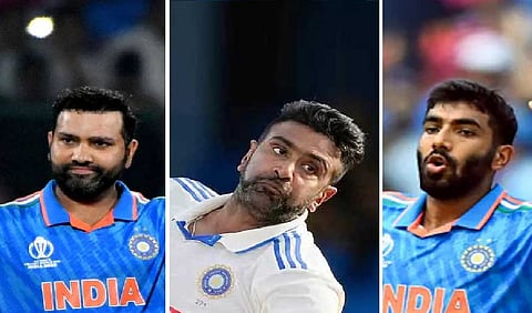 Rohit Sharma(L), Ashwin(C), Bumra (R)