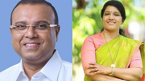 Thushar Vellappally (L) and Sangeetha Vishwanathan