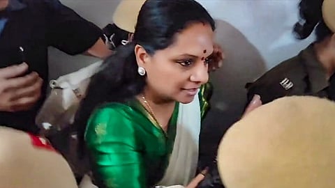 BRS leader K. Kavitha being produced at Rouse Avenue Court in connection with the Delhi excise policy-linked money laundering case, in New Delhi, Tuesday, March 26, 2024.