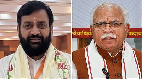 Nayab Singh Saini (L), Khattar (R)