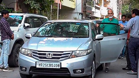 Former Delhi minister and AAP leader Satyendar Jain leaves for Tihar Jail from his residence after the Supreme Court dismissed his regular bail plea, in New Delhi, Monday, March 18, 2024.