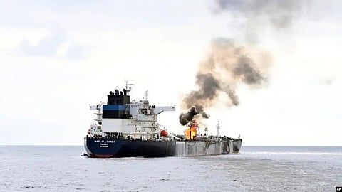Houthi rebel's missile attack on container ship