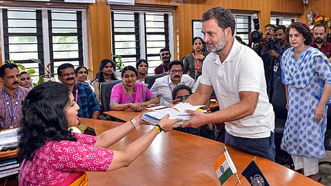 Rahul Gandhi files nomination for LS polls from Wayanad on April 3, 2024.