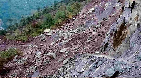 Portion of NH-313 caves in due to landslide in Arunachal