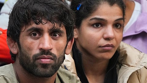 Indian wrestlers Bajrang Punia and Sakshi Malik