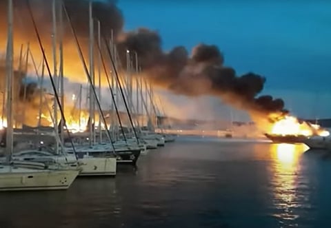 A fire at a marina in Croatia destroys 22 boats