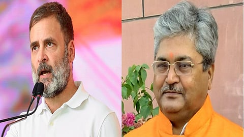 Congress leader Rahul Gandhi and Dushyant Kumar Gautam, National general secretary, BJP