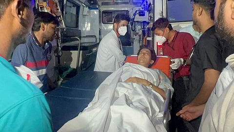 Atishi being shifted to LNJP hospital after her health deteriorated during her indefinite hunger strike demanding Haryana government to release Delhi's share of water, in New Delhi.