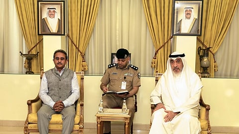Minister of State for External Affairs Kirti Vardhan Singh and Sheikh Fahad Yousef Saud Al-Sabah, First Deputy Prime Minister and Minister of Defense & Interior, Kuwait during a meeting, in Kuwait, Thursday, June 13, 2024.